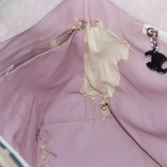 CHANEL High Summer Tote Bag Canvas Pink Silver CC Auth bs20616 - Picture 11 of 16